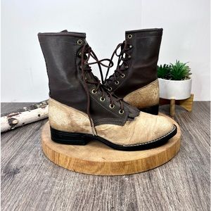 *Texas Leather Manufacturing | Vintage Brown Lace up Hiker Kiltie Boots Size 5B